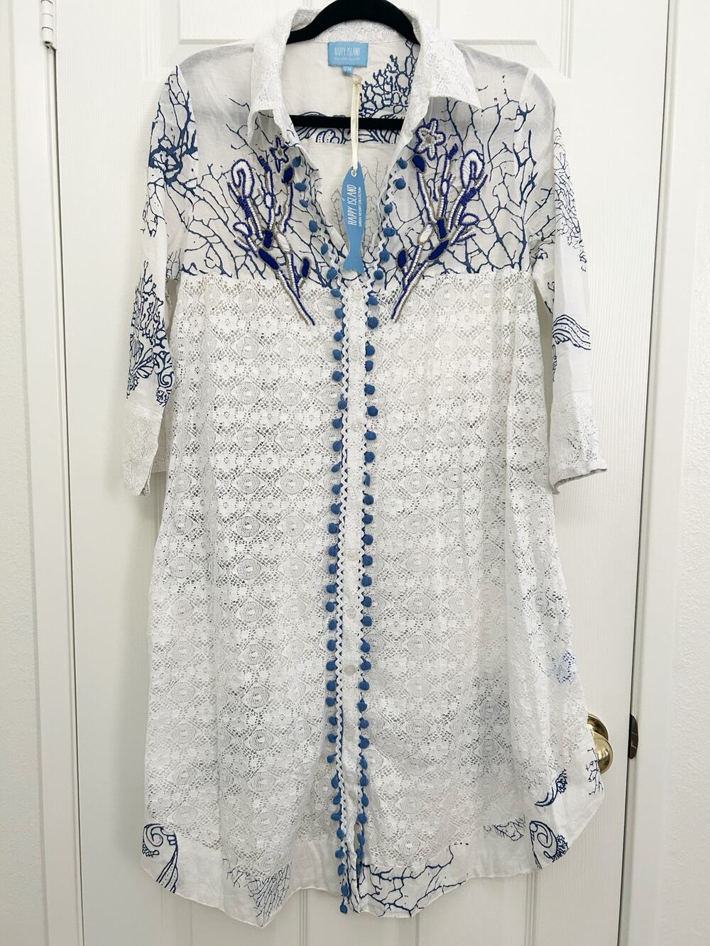 HAPPY ISLAND BEACH LACE BEADED COVER UP SIZE S/M